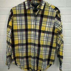 Lauren Ralph Lauren Women’s Yellow & White Plaid Button-Down Shirt